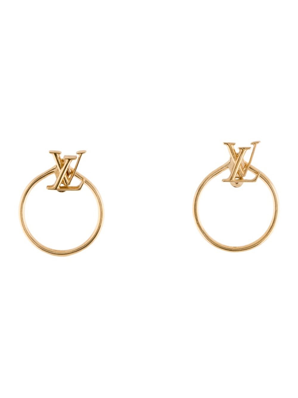 Louis Vuitton Eclipse Gold LV Hoop Earrings 2 Piece